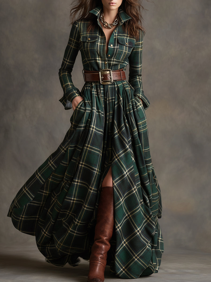 Marlowine - Belted Shirt Maxi Dress Winter Wear