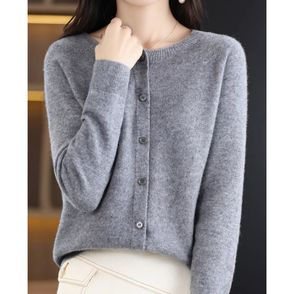 Cashella - Merino Cashmere Blend Cardigan Office Casual Wear — view 7 of 10