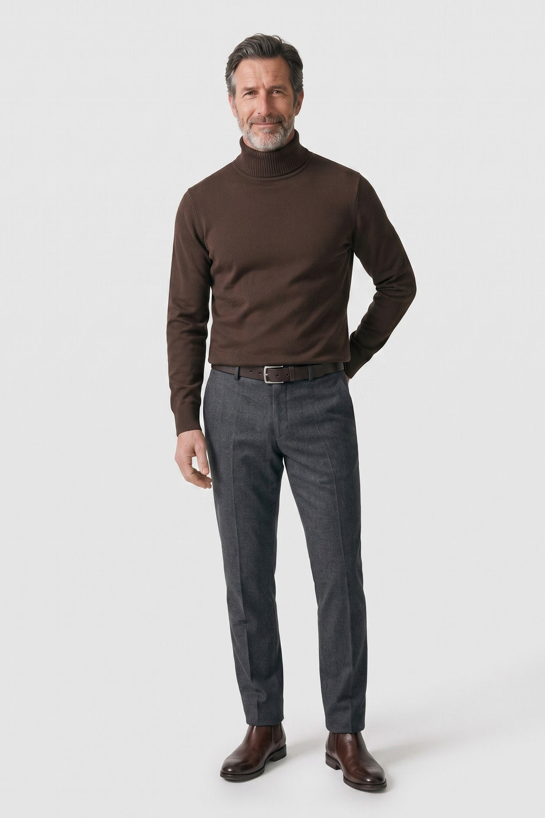 Renfold - Mens Ribbed Turtleneck Sweater Smart Casual Wear — view 3 of 10