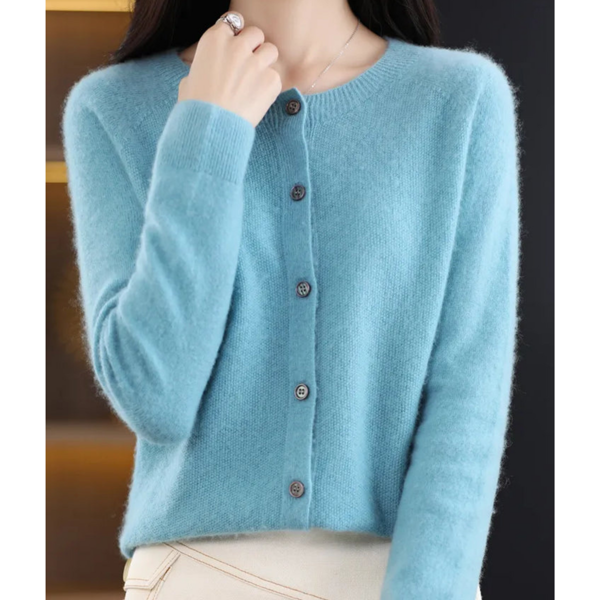 Cashella - Merino Cashmere Blend Cardigan Office Casual Wear — view 4 of 10