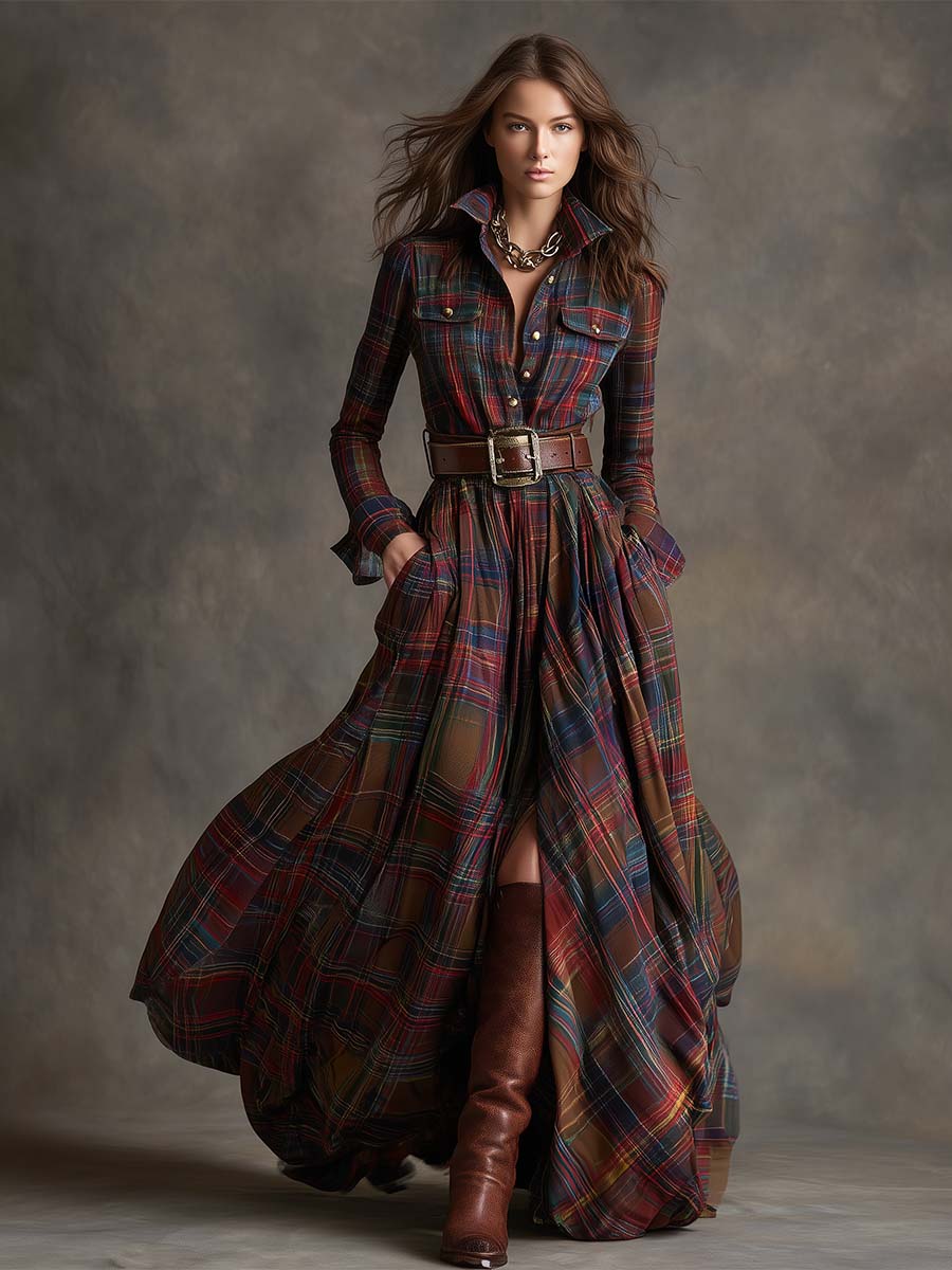 Marlowine - Belted Shirt Maxi Dress Winter Wear — view 6 of 10
