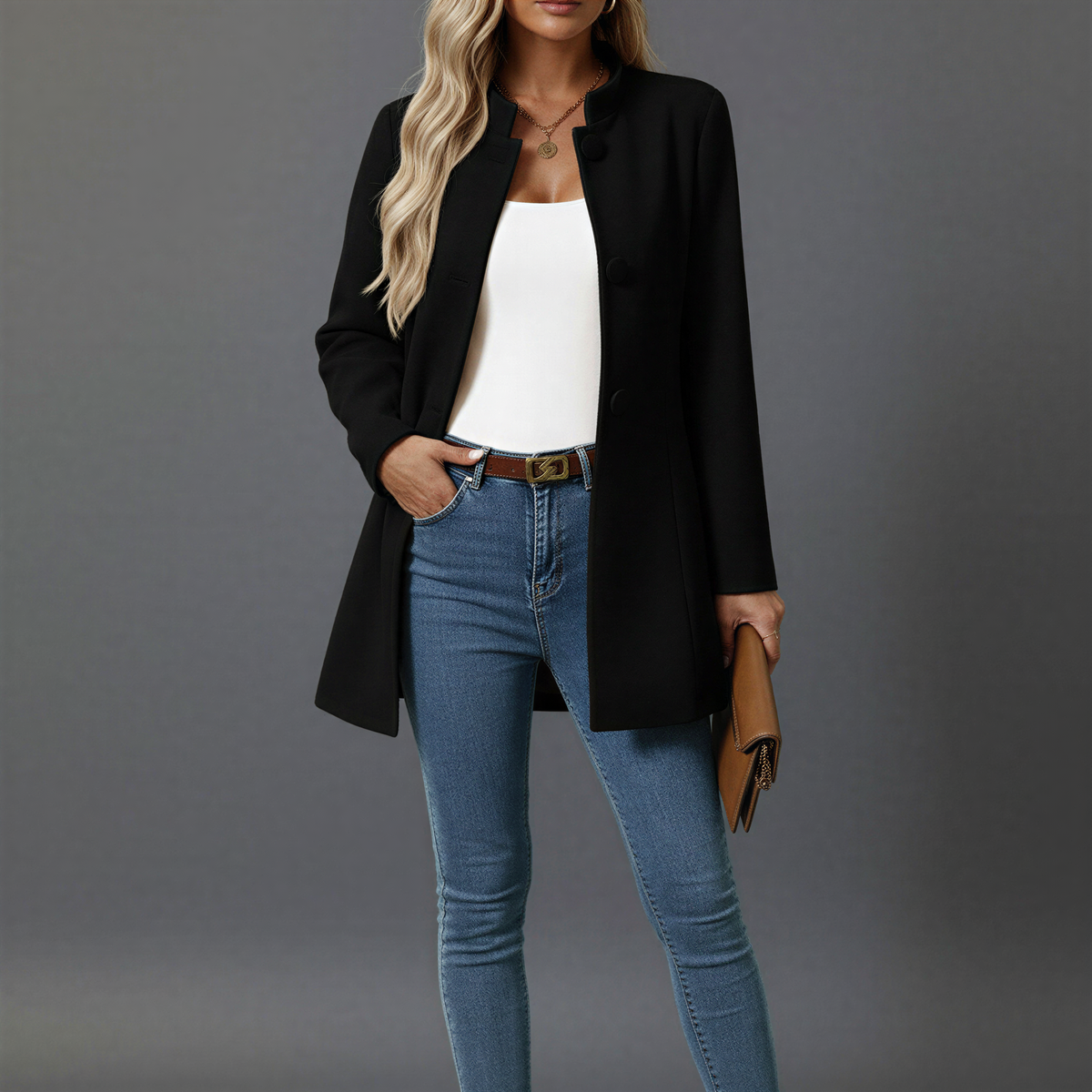 Odessane - Button-Down A-Line Coat Smart Layering — view 4 of 4