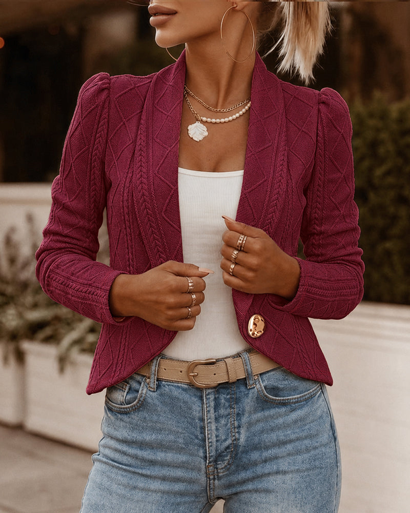 Argentelle - Cable Knit Cropped Blazer Office To Evening — view 8 of 10