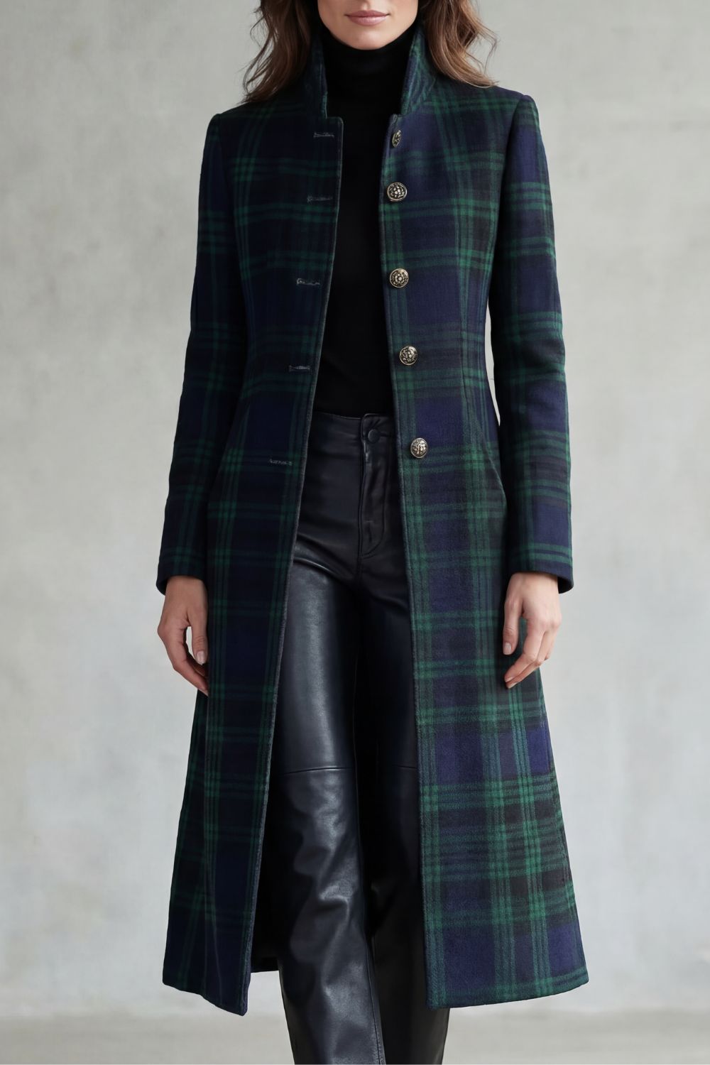 Blackwatch - Wool Blend Check Coat Everyday Winter Layering