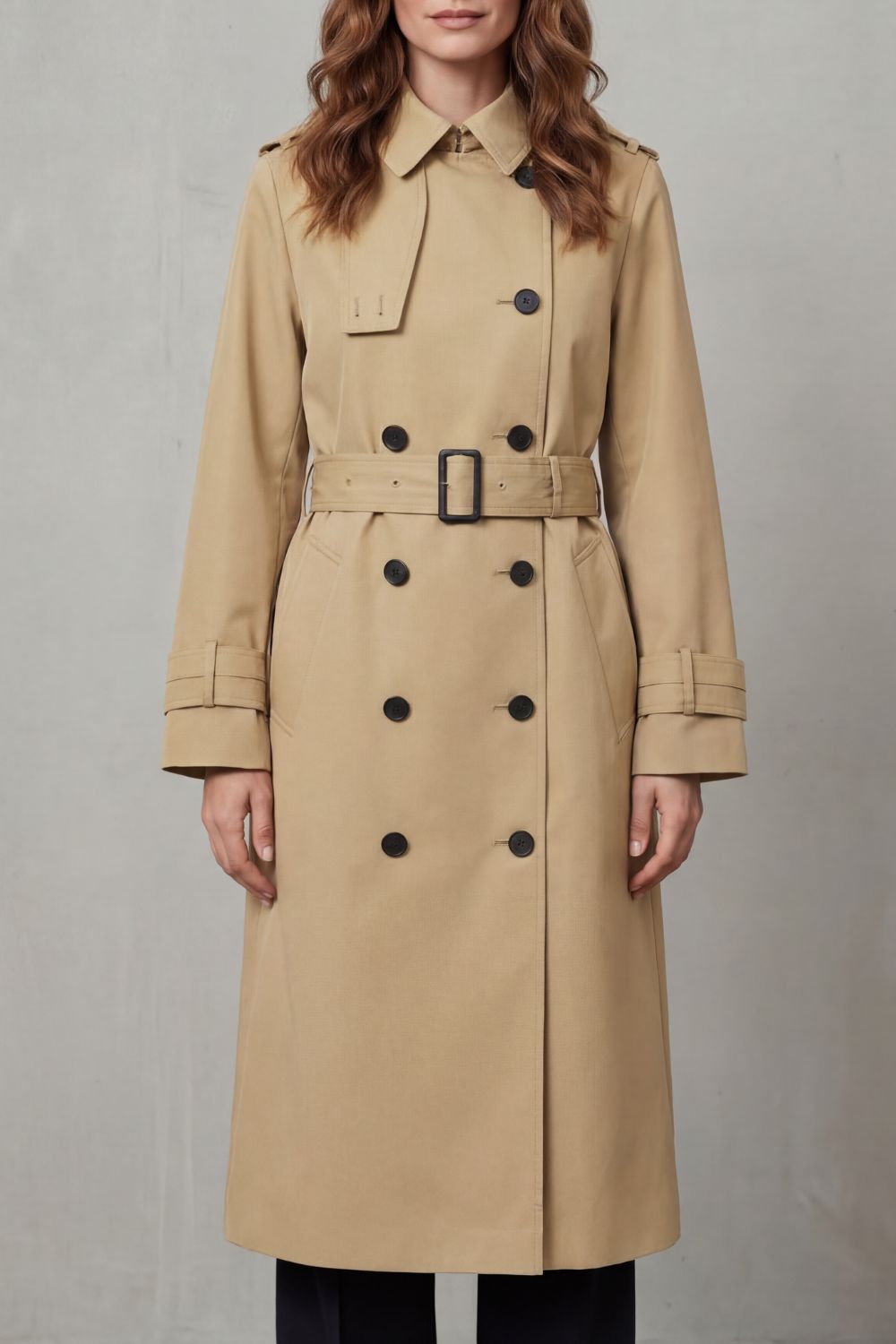 Trench Coat Women's Double-Breasted Classic Belted Long Jacket