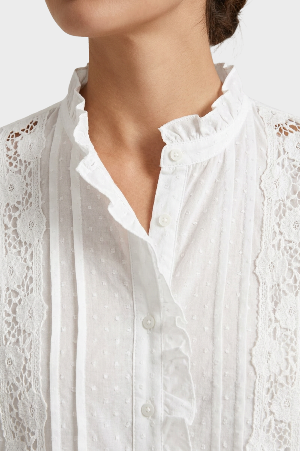 Auberlyn - Long Sleeve Lace Ruffle Blouse Daytime Styling — view 2 of 4