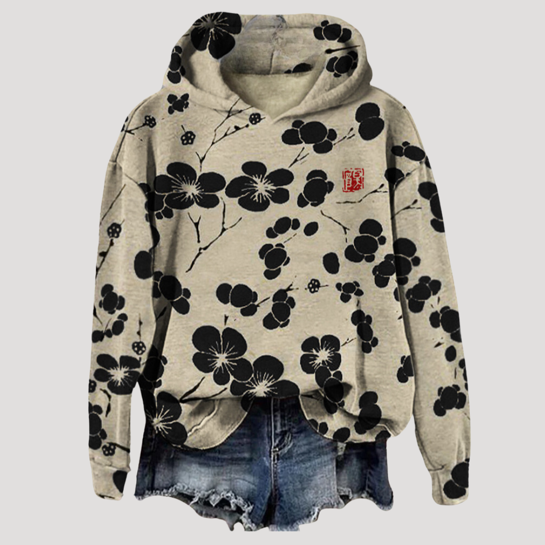 Florentia - Floral Print Hooded Sweater Everyday Casual Wear