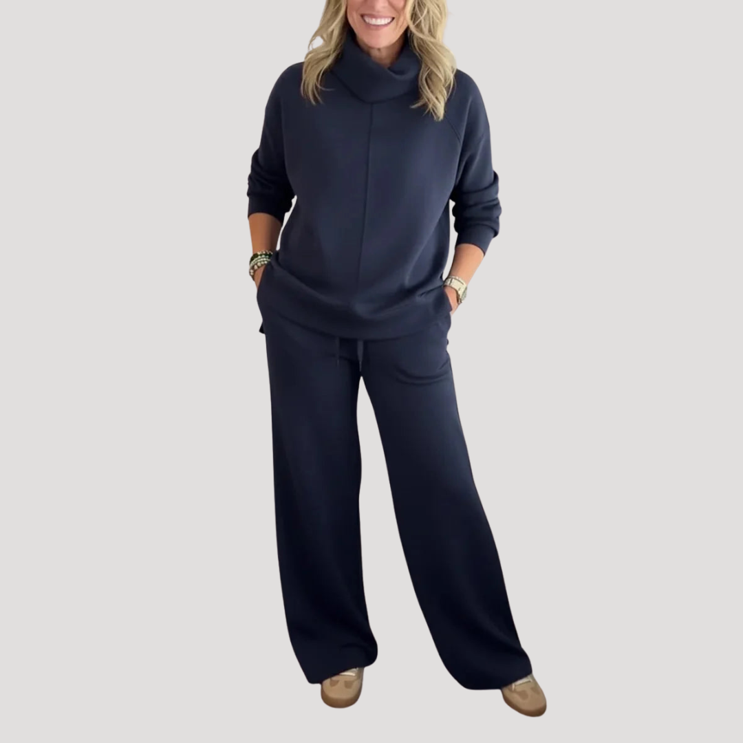 Wrenmoor - Knit Loungewear Set Wide Leg Trousers