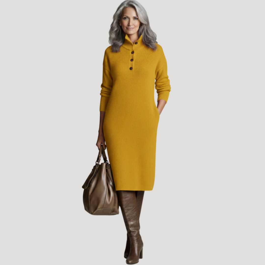 Milvara - Ribbed High Neck Midi Dress Evening Occasions