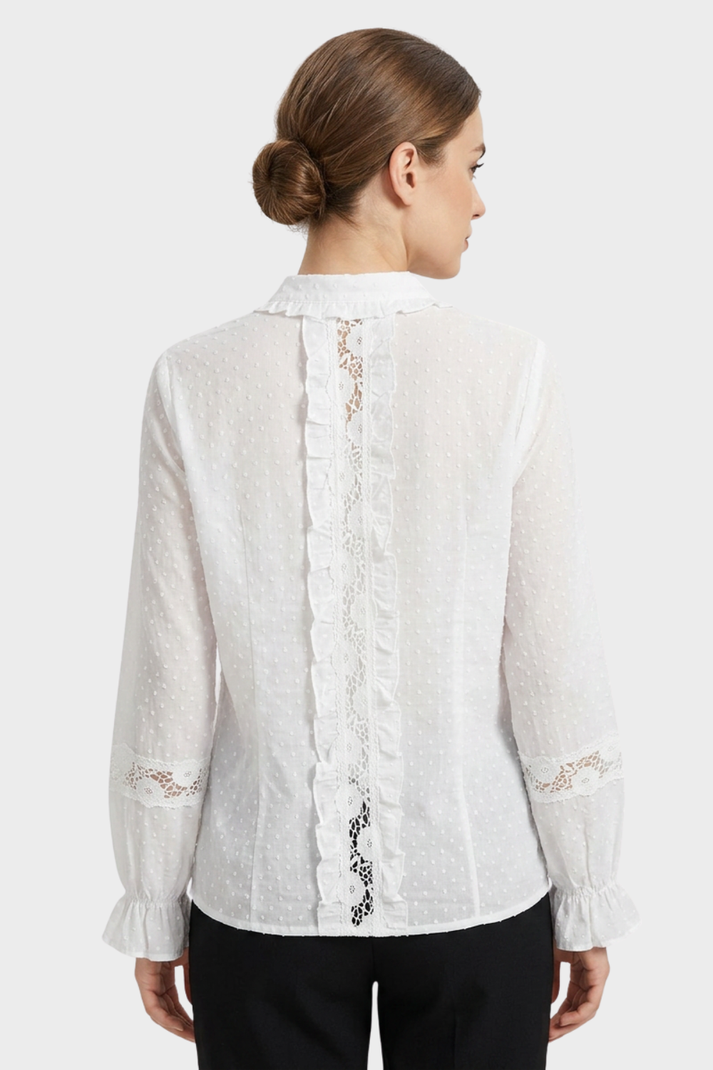 Auberlyn - Long Sleeve Lace Ruffle Blouse Daytime Styling — view 3 of 4
