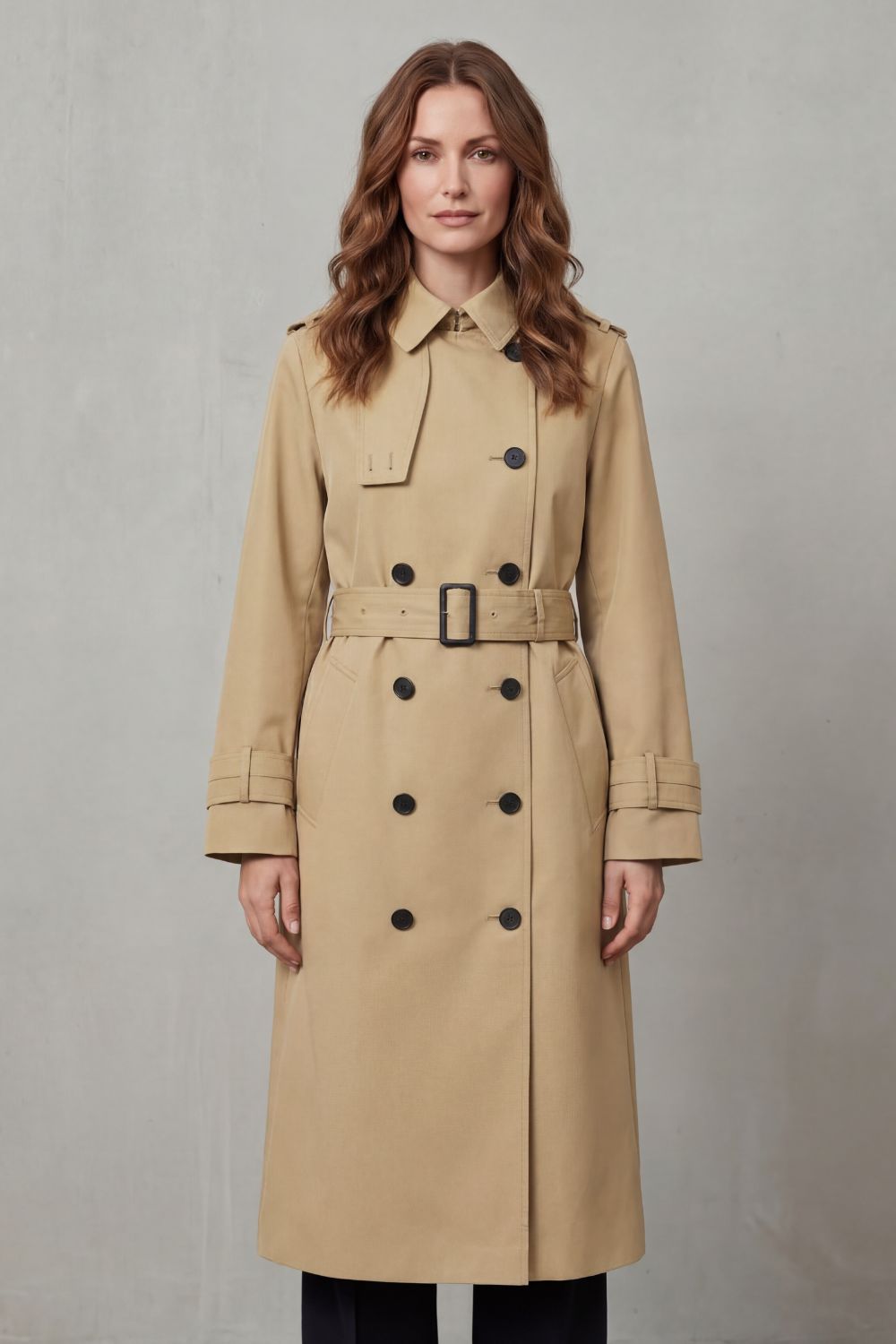 Trench Coat Women's Double-Breasted Classic Belted Long Jacket — view 2 of 7