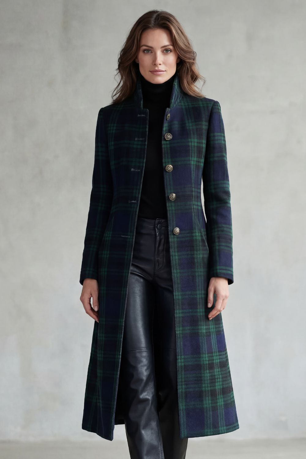 Blackwatch - Wool Blend Check Coat Everyday Winter Layering — view 2 of 5