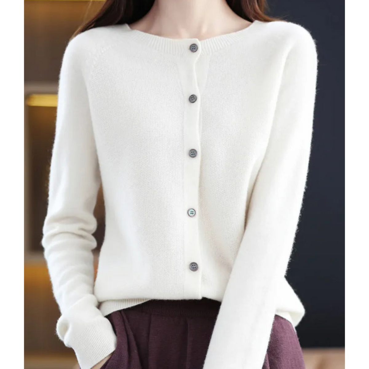 Cashella - Merino Cashmere Blend Cardigan Office Casual Wear — view 5 of 10