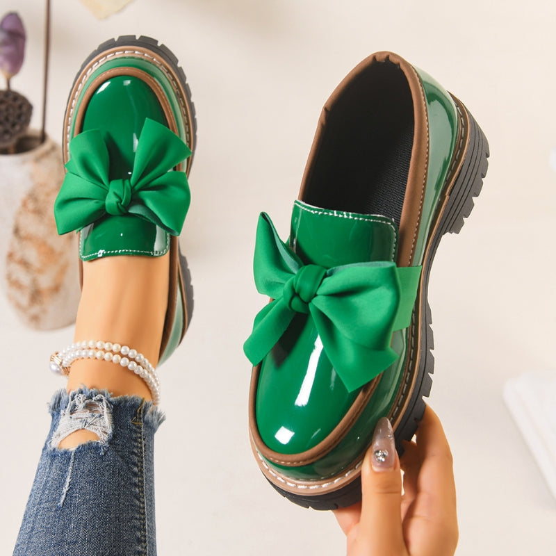 Bellamora - Bow Detail Patent Loafers Everyday Wear