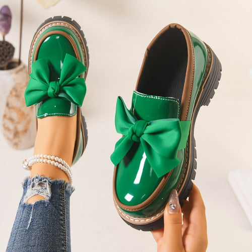 Bellamora - Bow Detail Patent Loafers Everyday Wear
