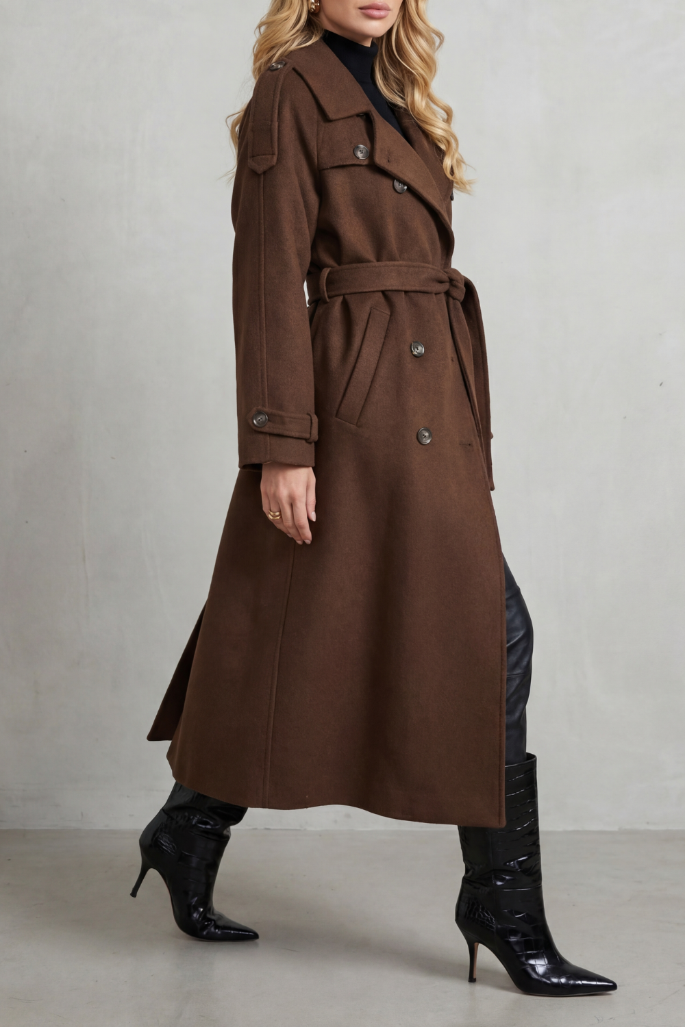 Cavendra - Oversized Wool Trench Coat Everyday Layering — view 3 of 5