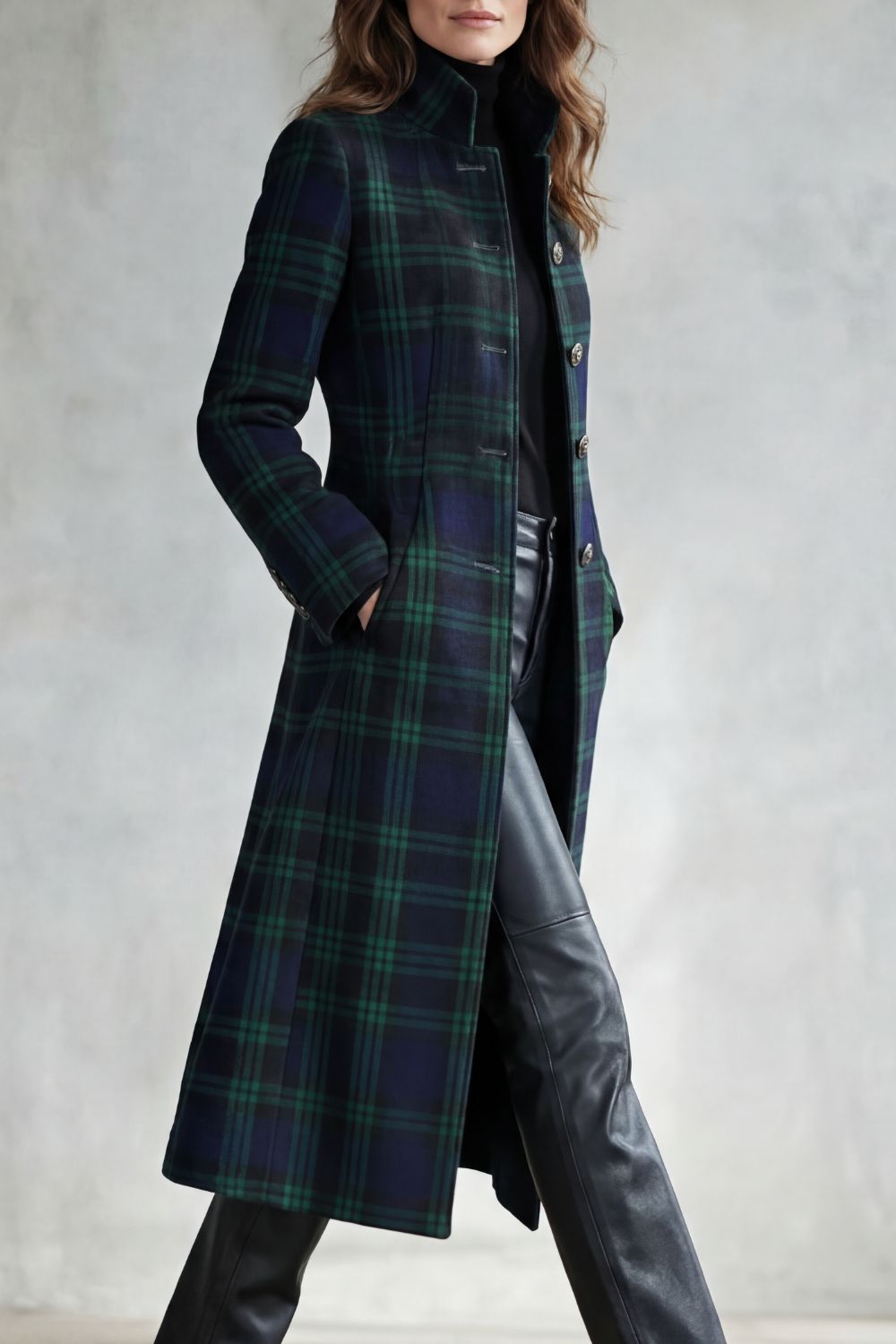 Blackwatch - Wool Blend Check Coat Everyday Winter Layering — view 3 of 5