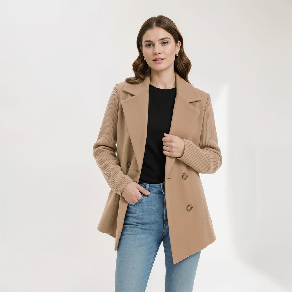 Marnello - Ribbed Knit Blazer Coat Work To Weekend