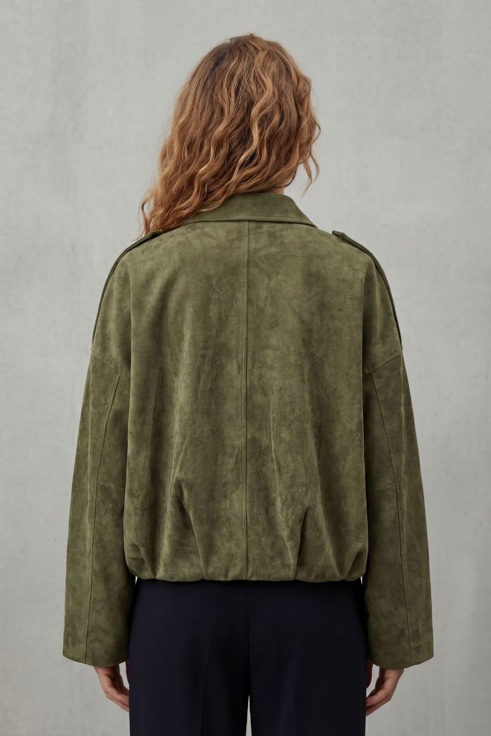 Suede Bomber Jacket Women's Sculpted Volume Fit — view 3 of 7