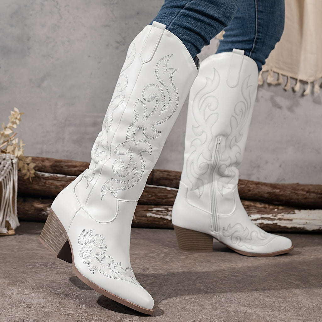 Ravella - Knee High Western Cowboy Boots Block Heel — view 9 of 10