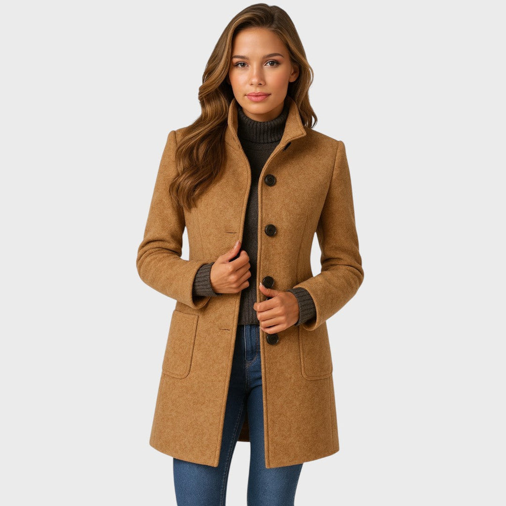 Verdelle - Long Wool-Blend Coat Winter Office Wear