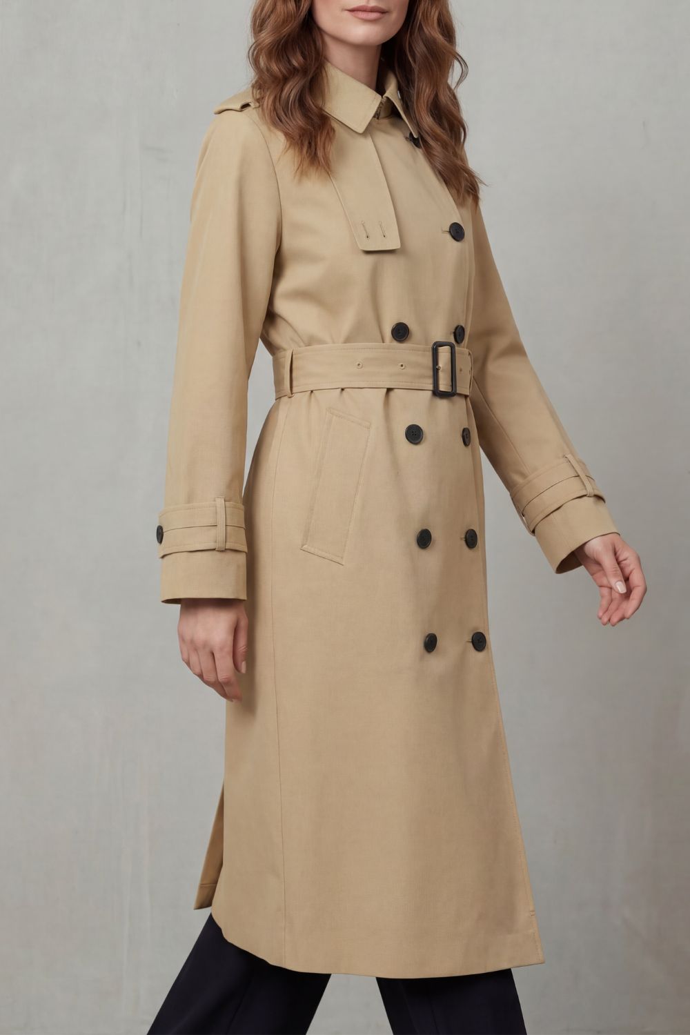 Trench Coat Women's Double-Breasted Classic Belted Long Jacket — view 4 of 7