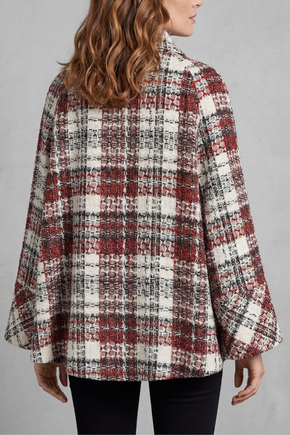 Marchessa - Vintage Check Flare Wool Cape Coat — view 4 of 6