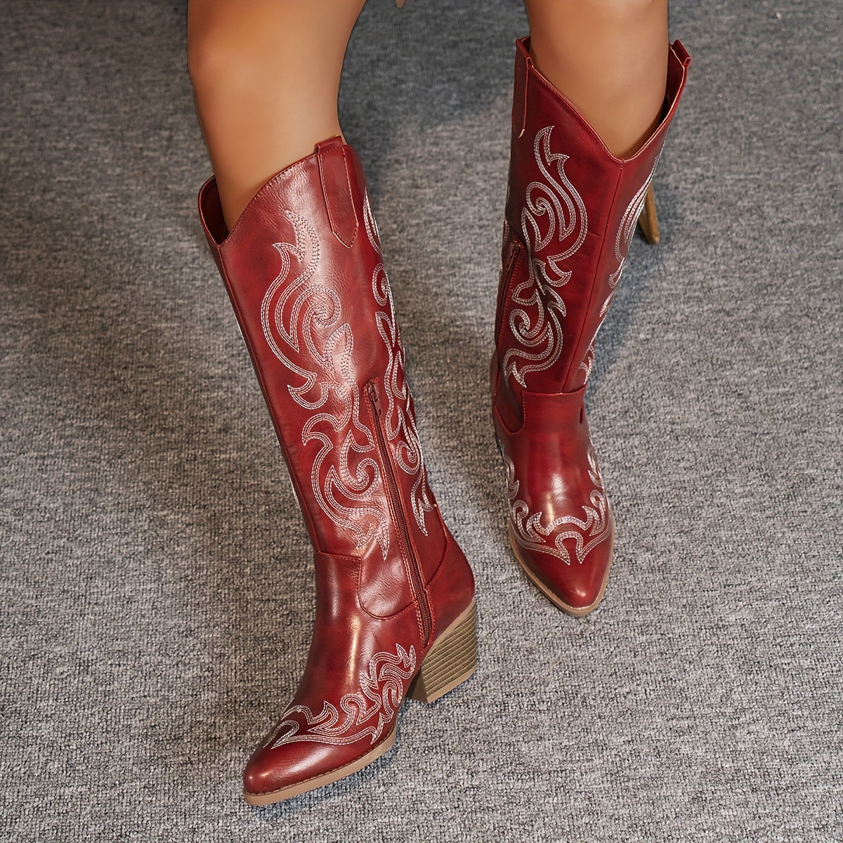 Ravella - Knee High Western Cowboy Boots Block Heel — view 10 of 10