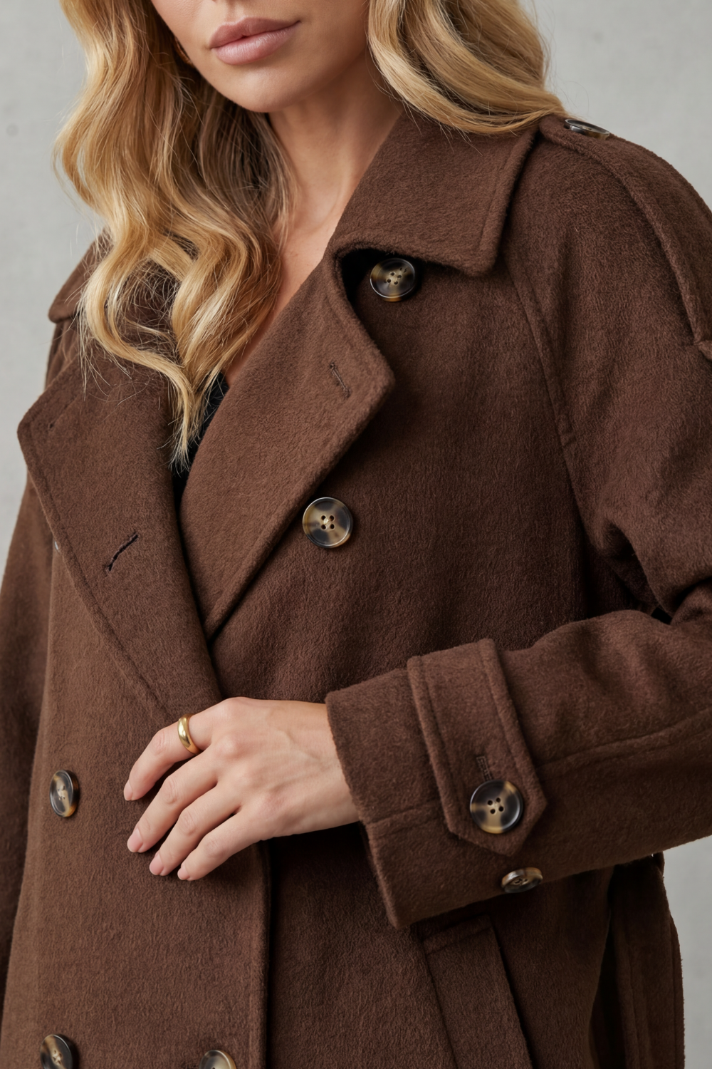 Cavendra - Oversized Wool Trench Coat Everyday Layering — view 5 of 5