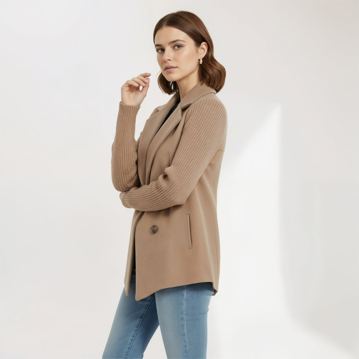 Marnello - Ribbed Knit Blazer Coat Work To Weekend — view 2 of 8