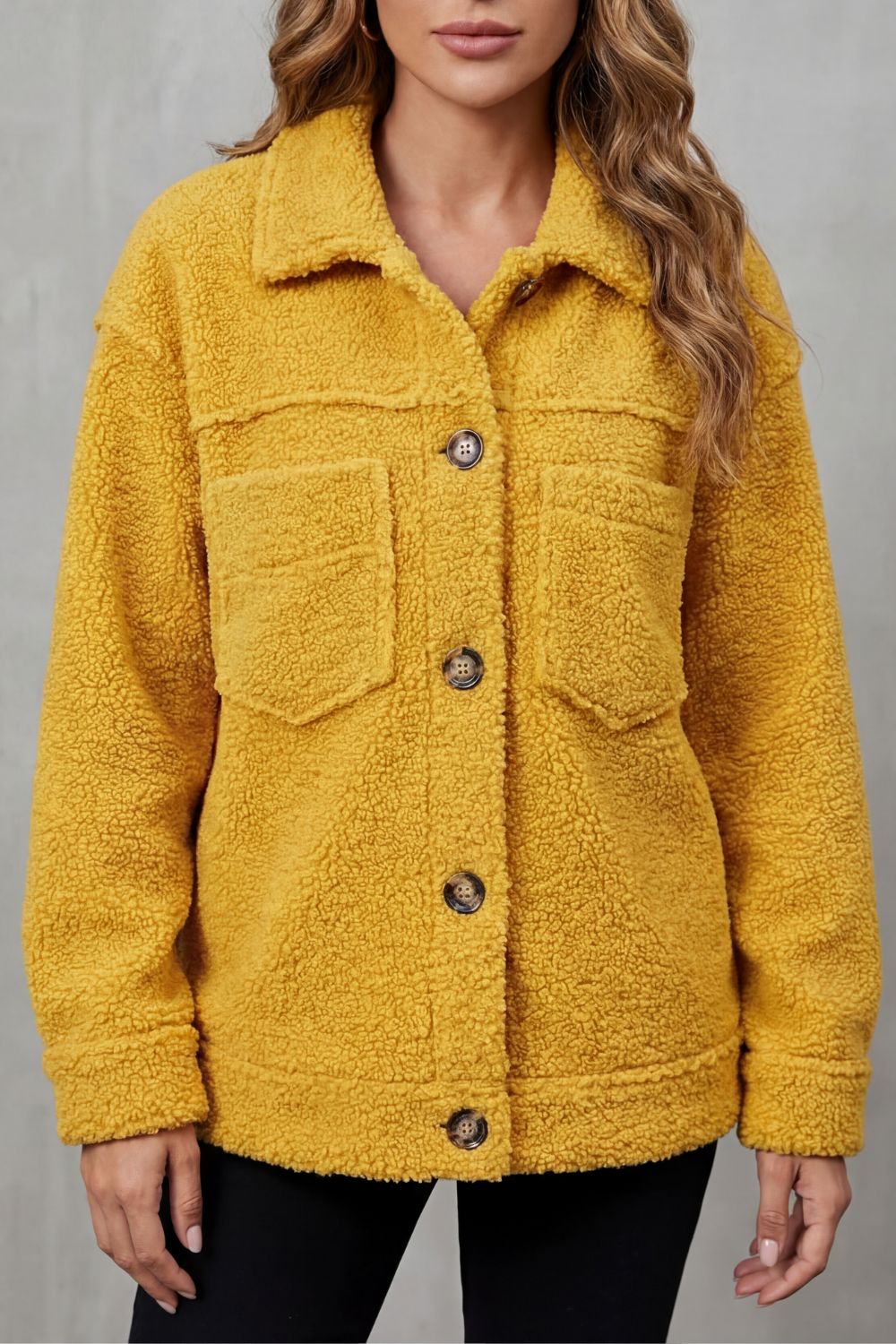 Women's Textured Fleece Jacket - Button-Up Style, Sizes S-3XL — view 5 of 8