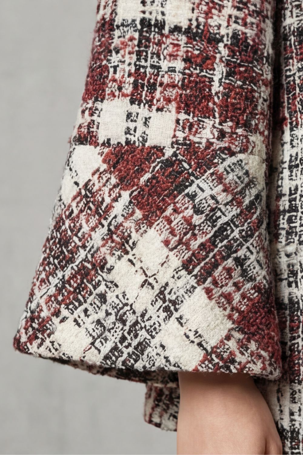 Marchessa - Vintage Check Flare Wool Cape Coat — view 5 of 6
