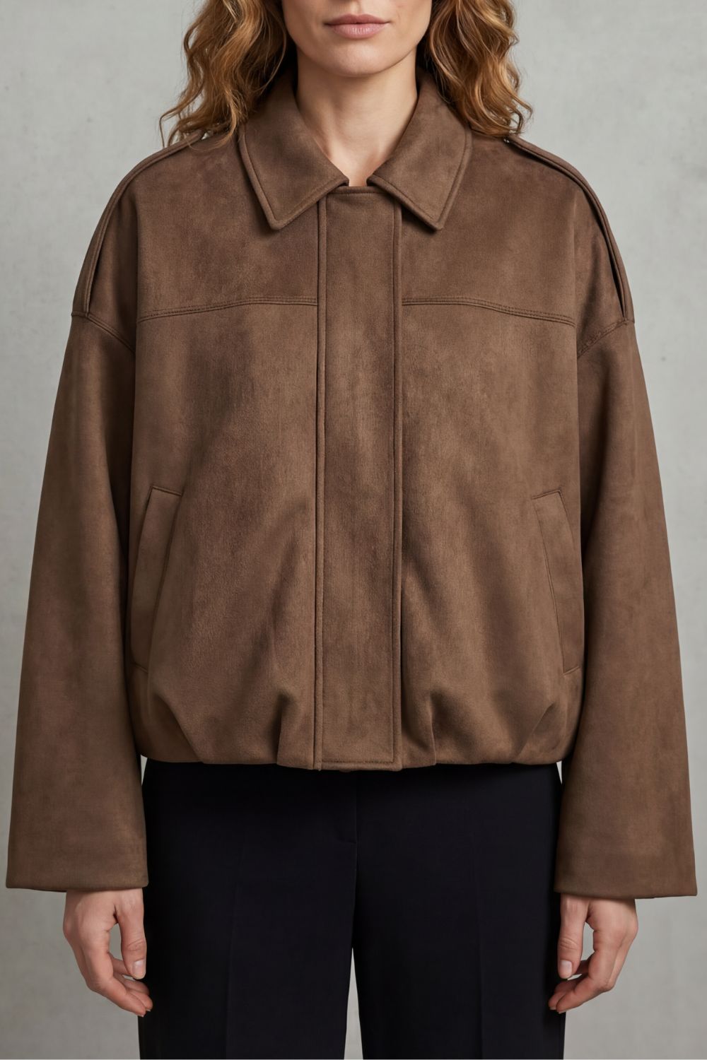 Suede Bomber Jacket Women's Sculpted Volume Fit — view 5 of 7