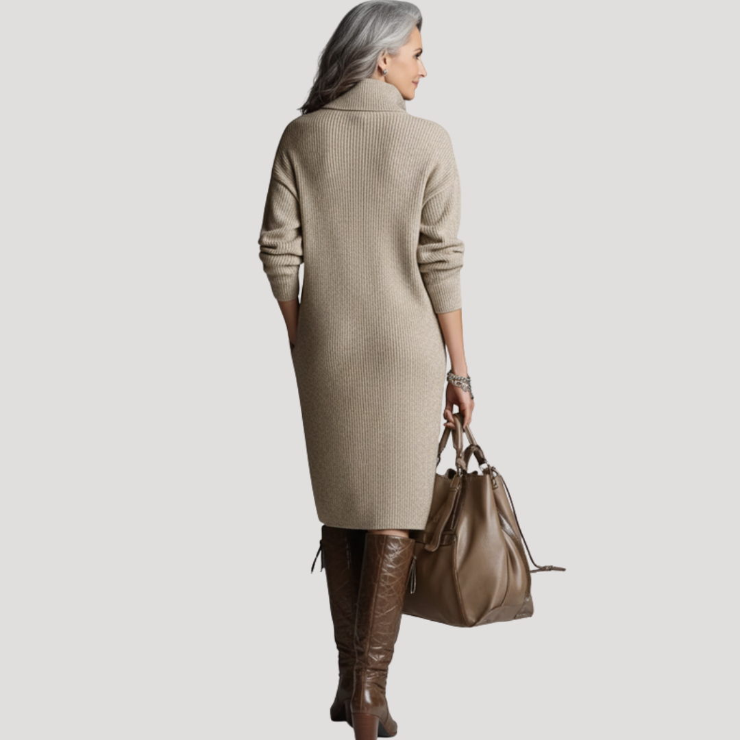 Milvara - Ribbed High Neck Midi Dress Evening Occasions — view 6 of 6