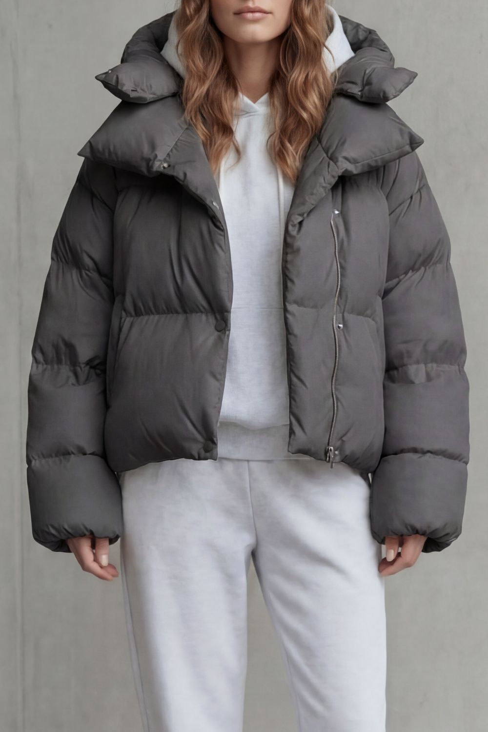Cropped Puffer Jacket Women's Lightweight Warm Winter Coat — view 6 of 6