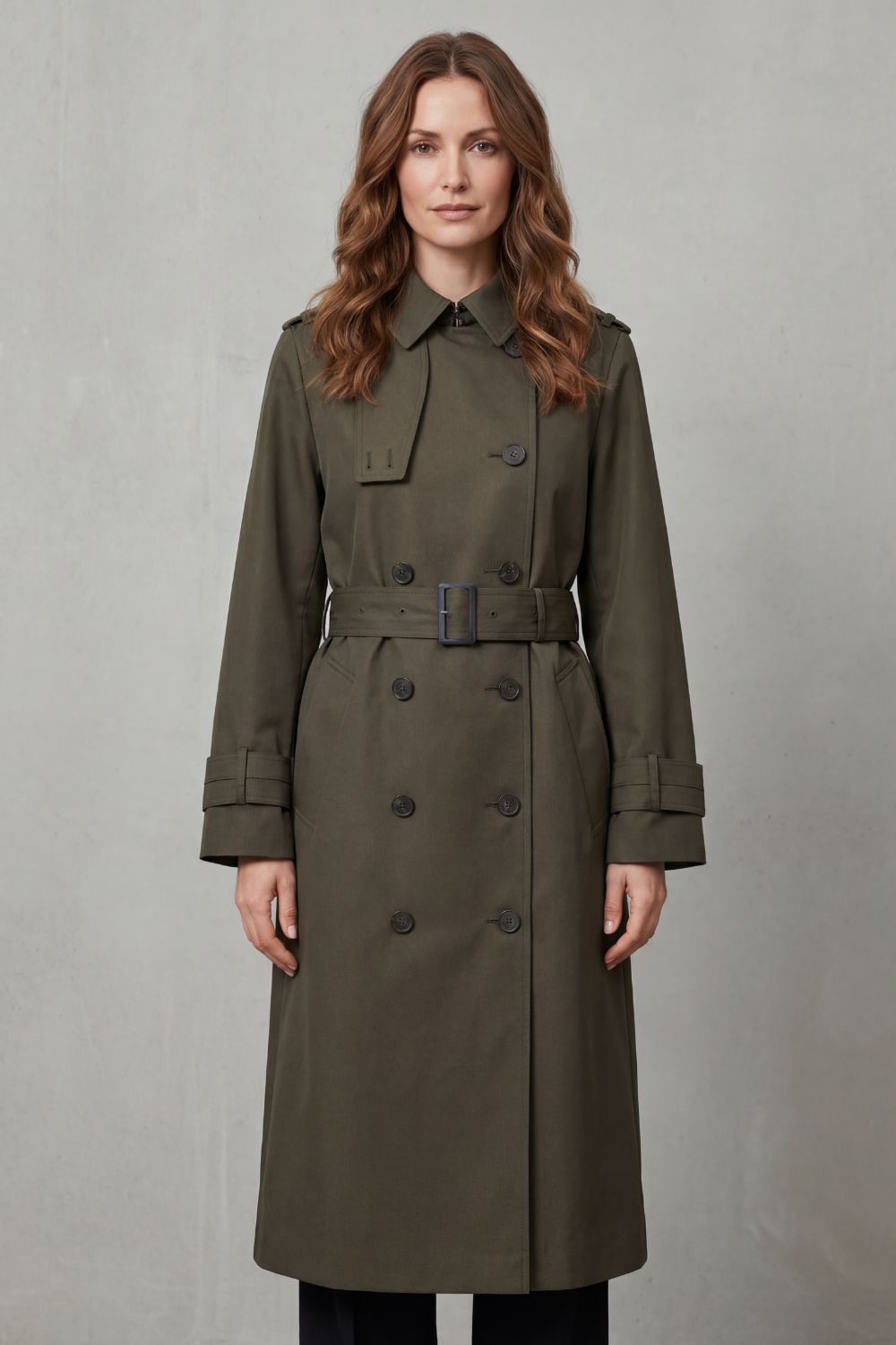 Trench Coat Women's Double-Breasted Classic Belted Long Jacket — view 7 of 7