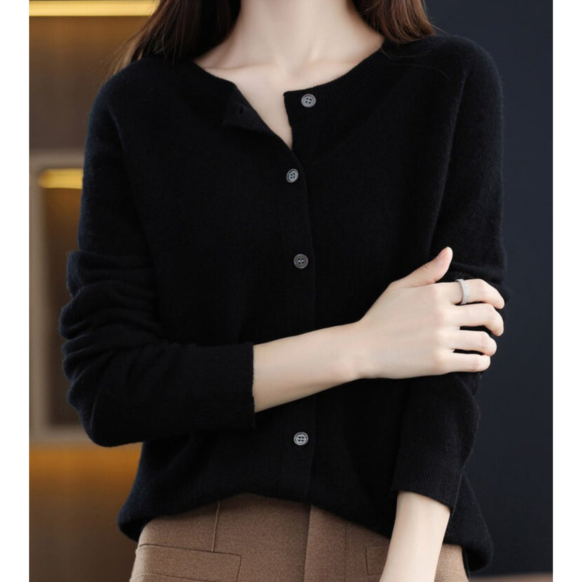 Cashella - Merino Cashmere Blend Cardigan Office Casual Wear — view 6 of 10