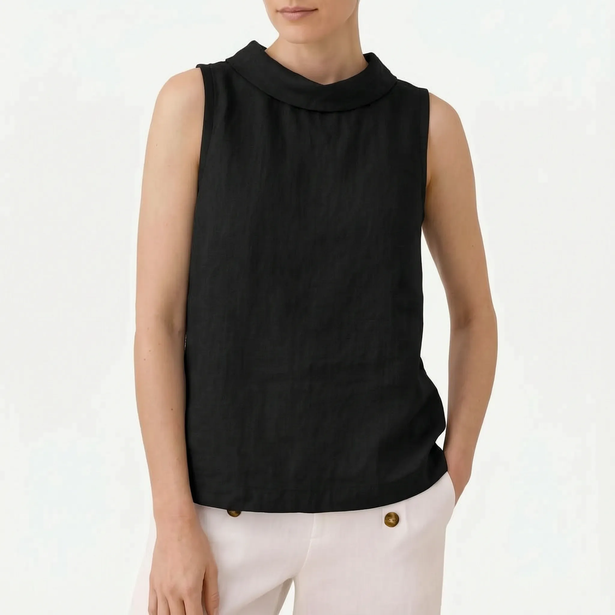 Aella - Sleeveless Top With Roll Neck Workwear Styling