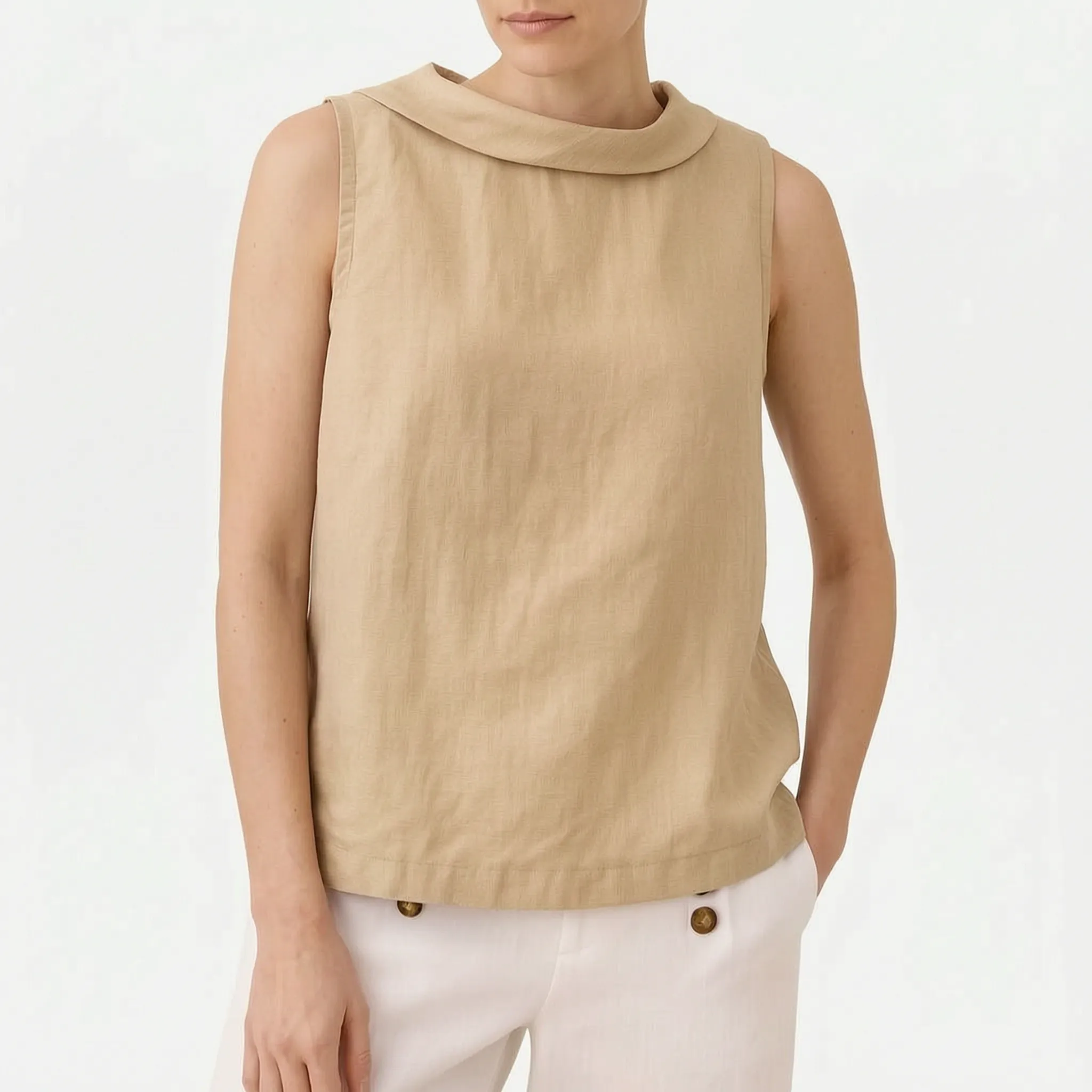 Aella - Sleeveless Top With Roll Neck Workwear Styling