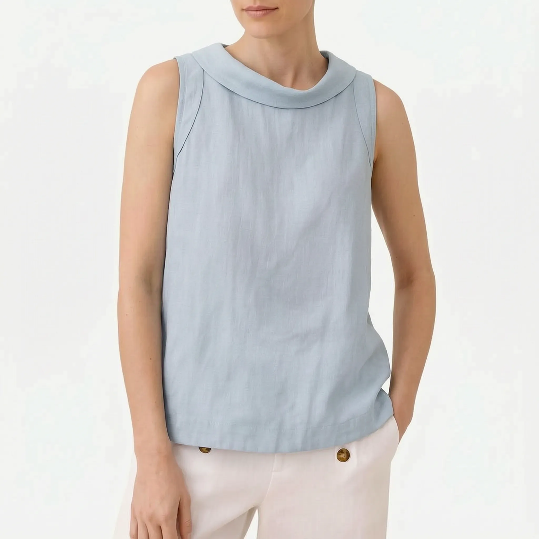 Aella - Sleeveless Top With Roll Neck Workwear Styling