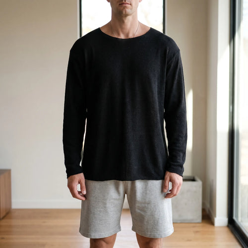 Aerion - Relaxed Fit Fine Knit Top Casual Layering