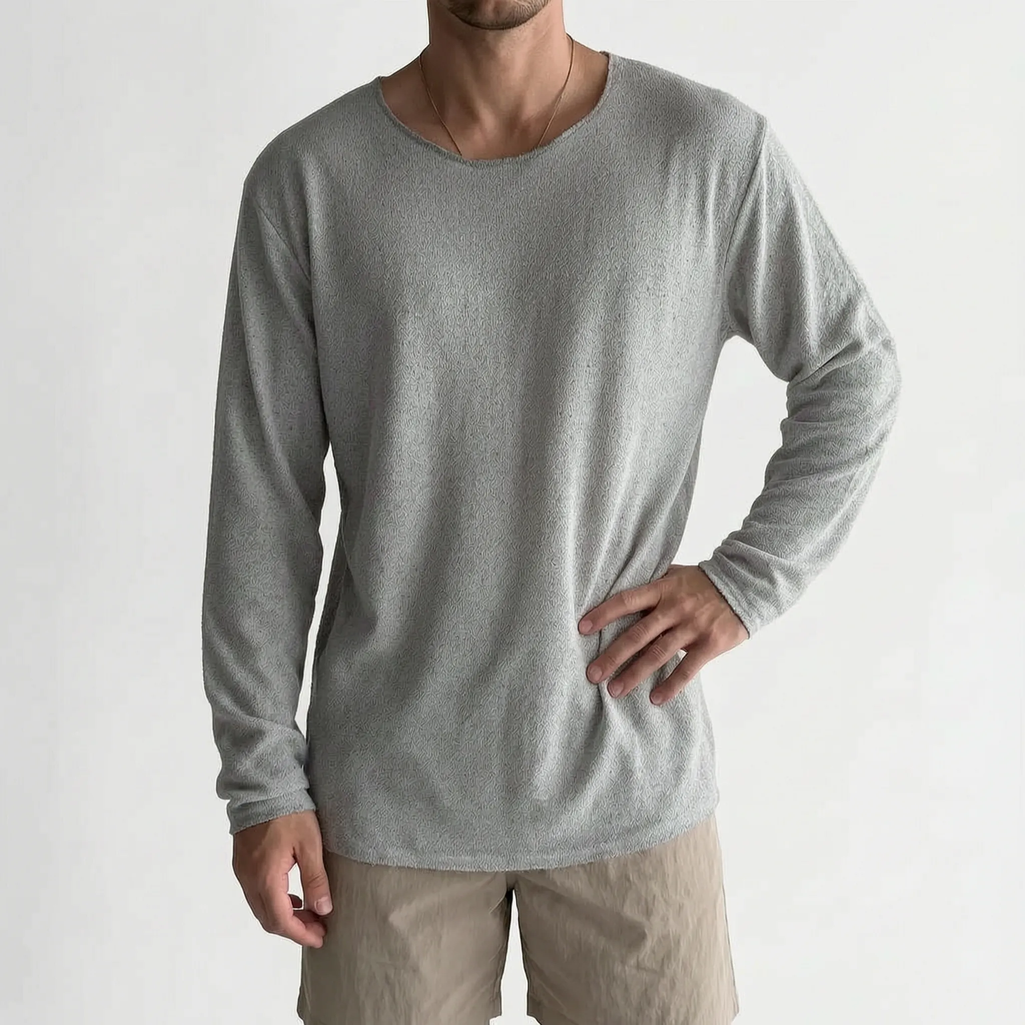 Aerion - Relaxed Fit Fine Knit Top Casual Layering