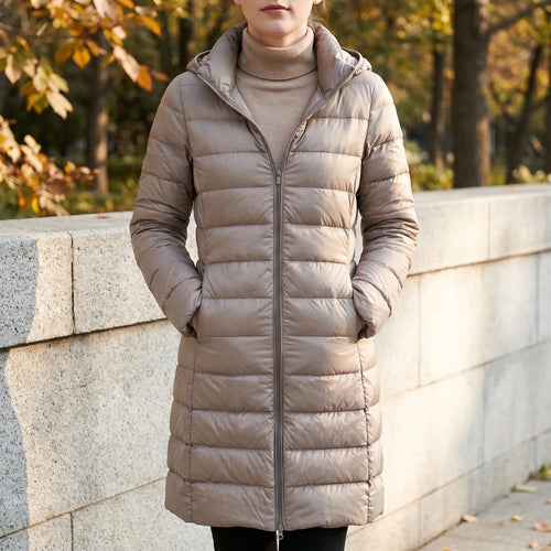 AeroPuff - Long Hooded Women's Puffer Jacket City Strolls