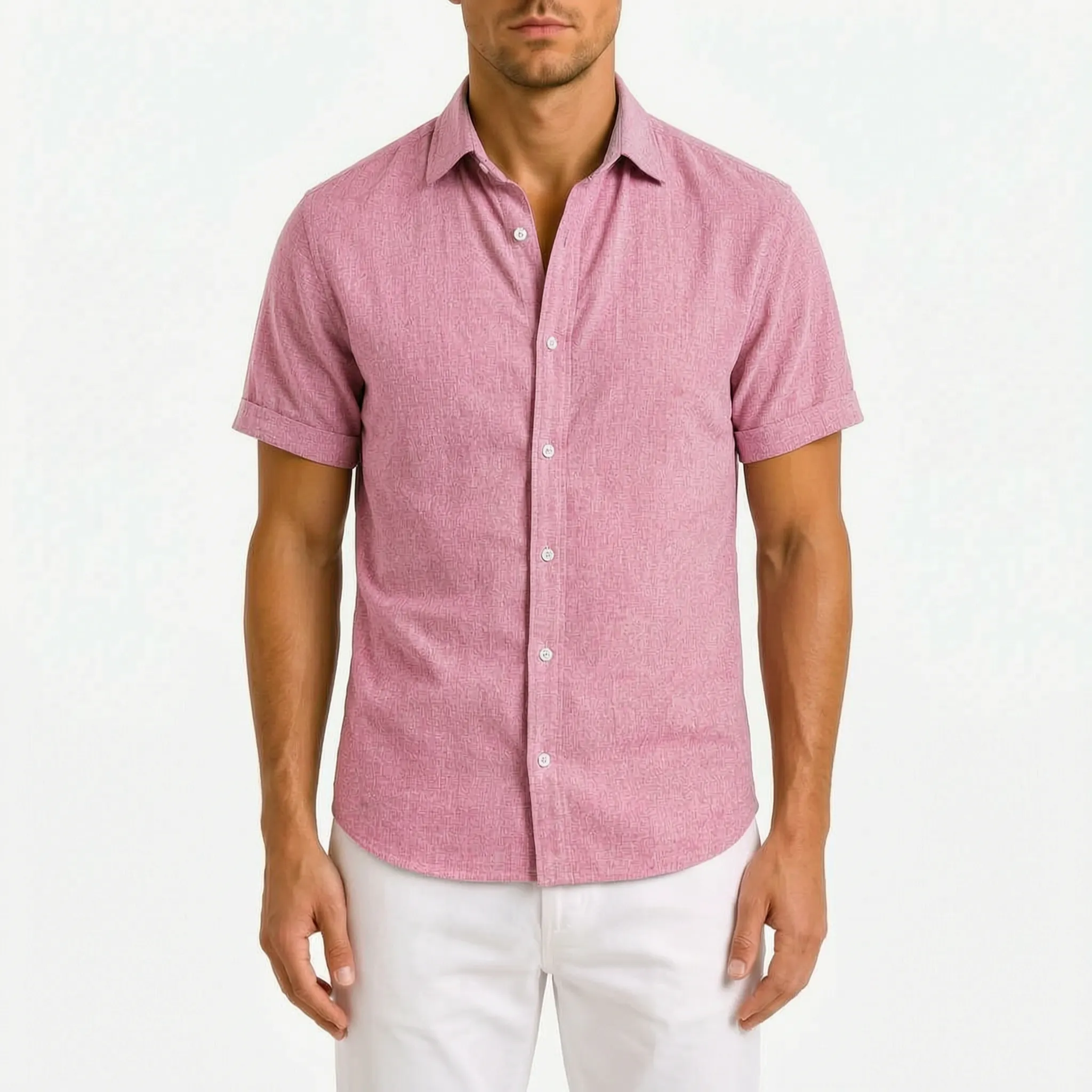 Aeronis - Men's Short Sleeve Button Down Shirt Holiday Evening Dining