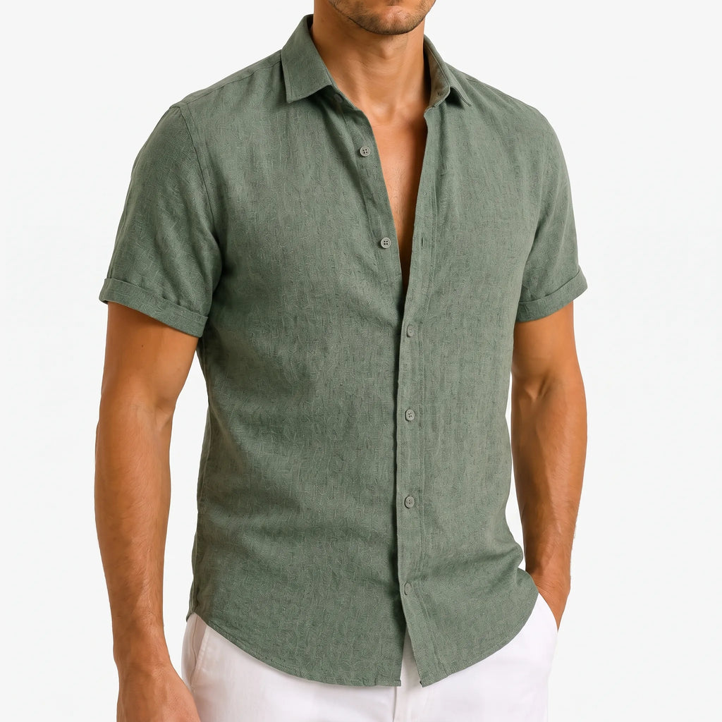 Aeronis - Men's Short Sleeve Button Down Shirt Holiday Evening Dining