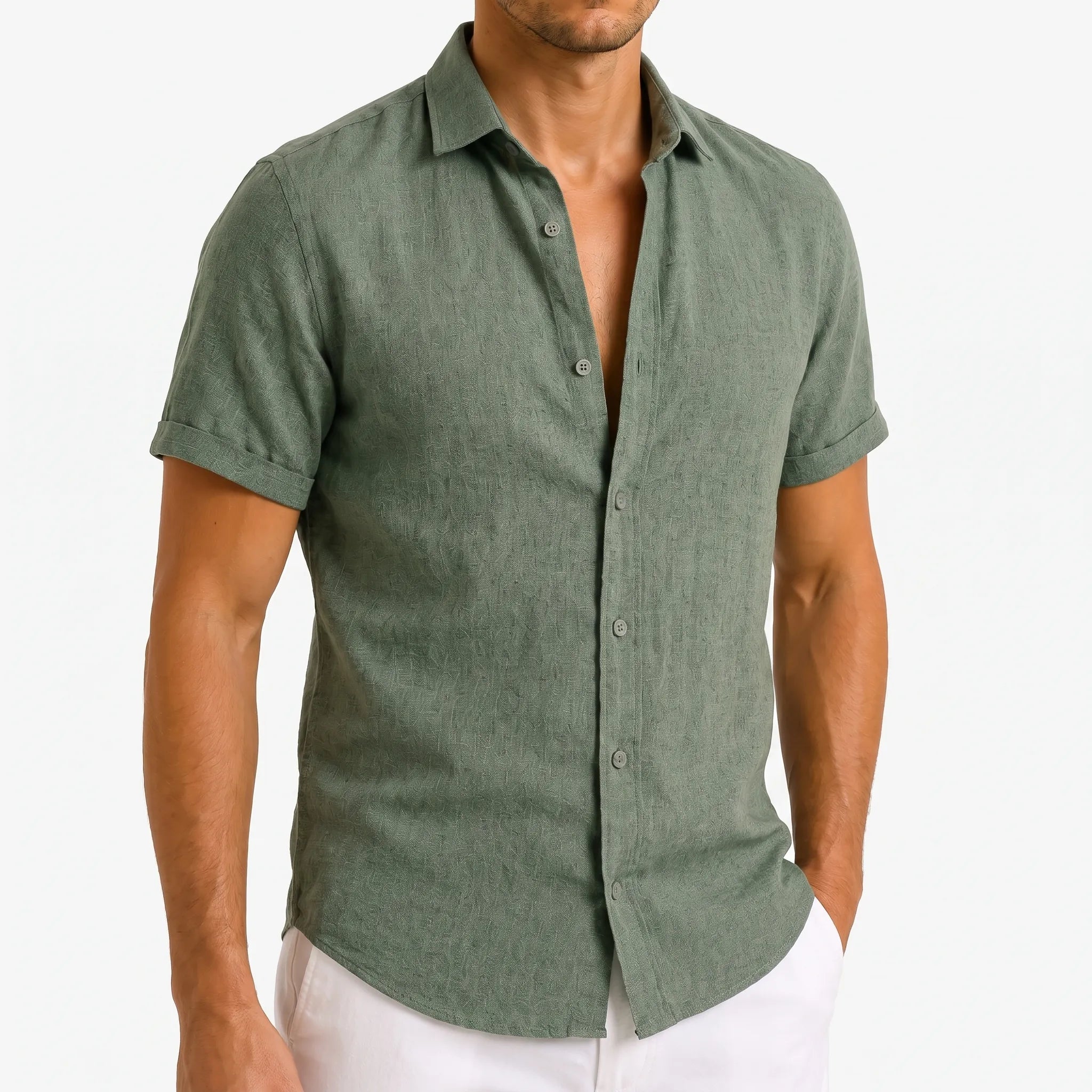 Aeronis - Men's Short Sleeve Button Down Shirt Holiday Evening Dining