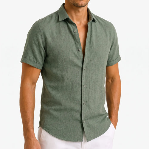 Aeronis - Men's Short Sleeve Button Down Shirt Holiday Evening Dining