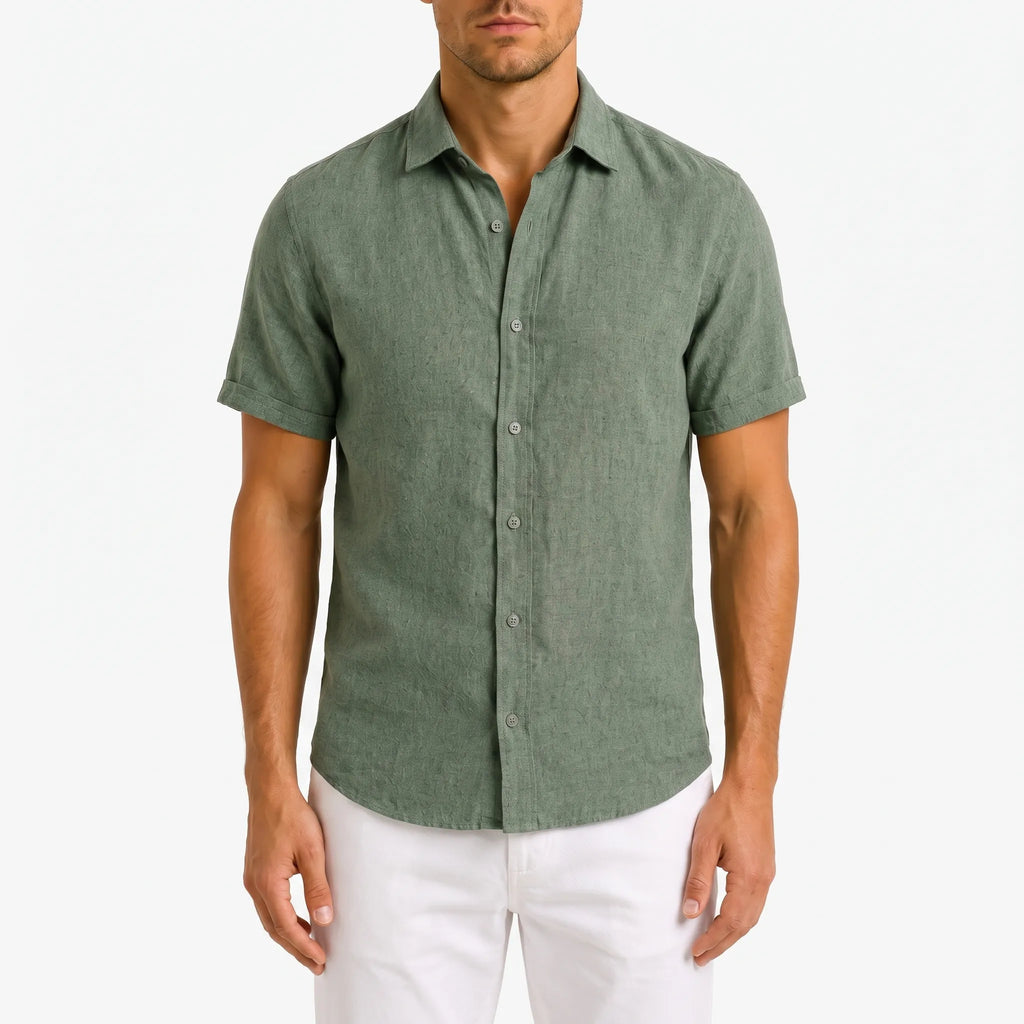 Aeronis - Men's Short Sleeve Button Down Shirt Holiday Evening Dining