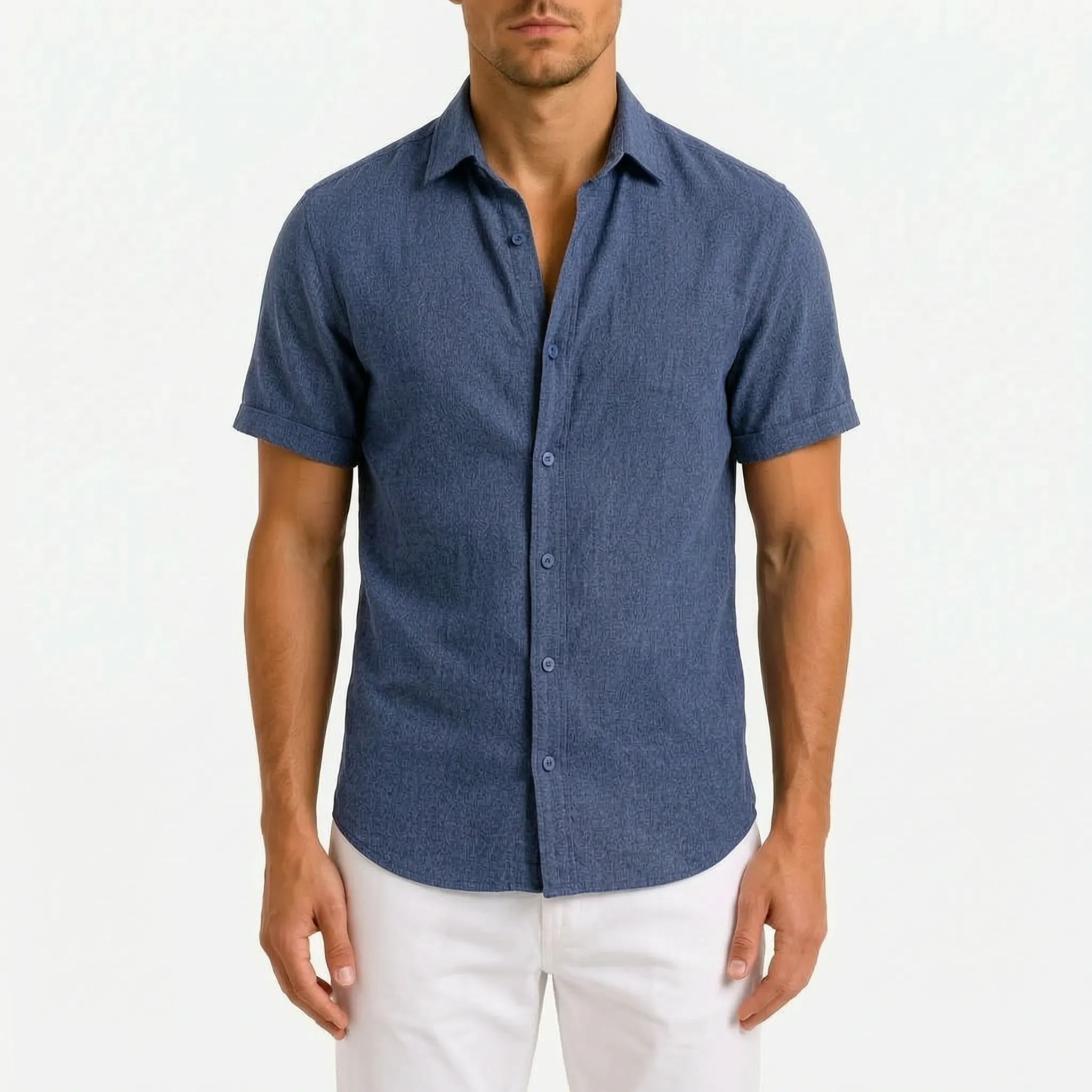 Aeronis - Men's Short Sleeve Button Down Shirt Holiday Evening Dining