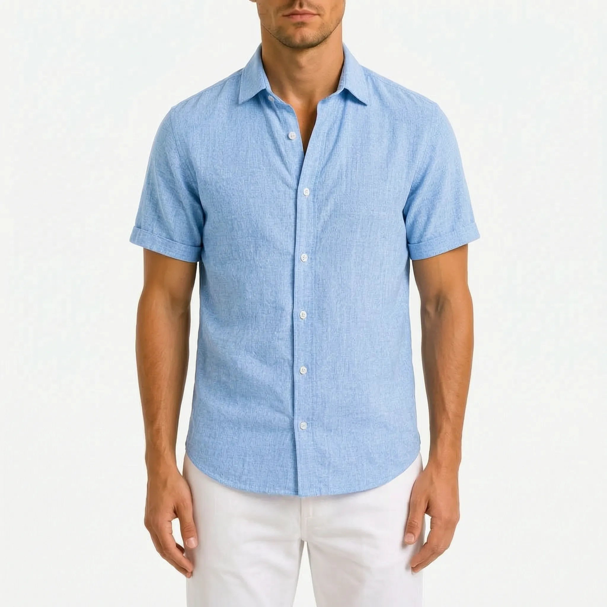 Aeronis - Men's Short Sleeve Button Down Shirt Holiday Evening Dining